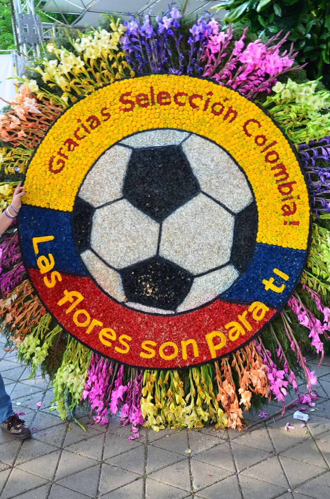 Colombian football team arrangement at the Craft Fair at the Medellín Botanical Garden in the Flower Festival, Medellín, Antioquia, Colombia