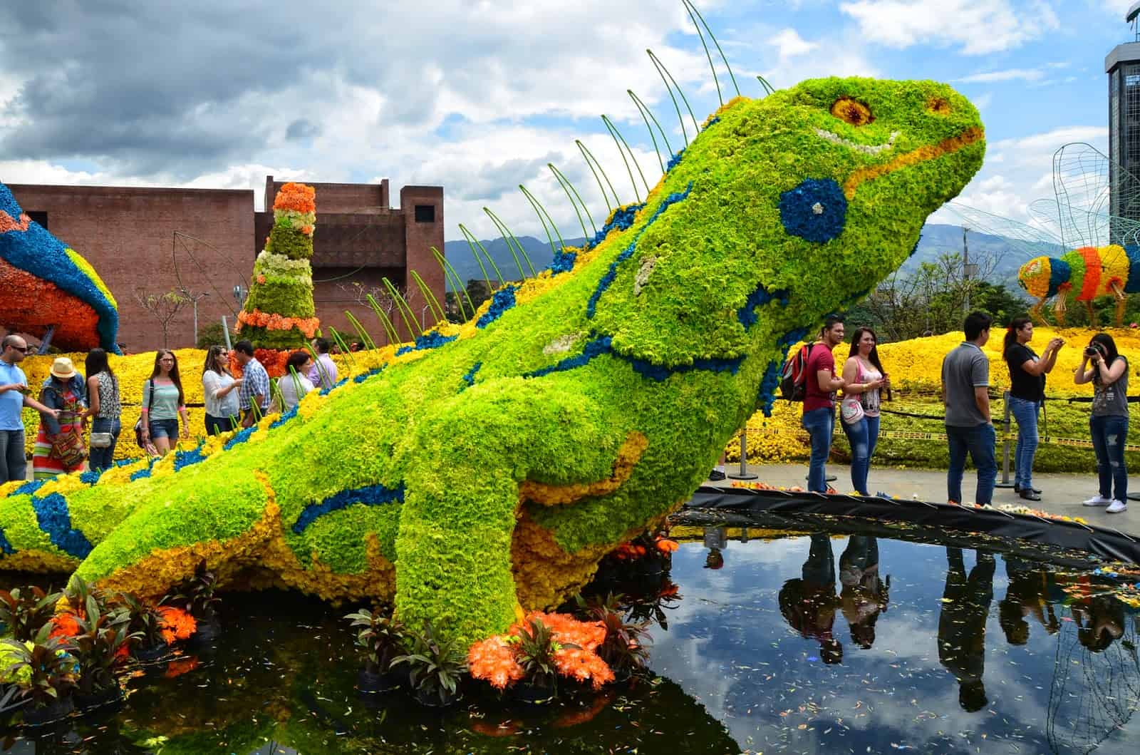 Iguana at Plaza Mayor in the Flower Festival, Medellín, Antioquia, Colombia