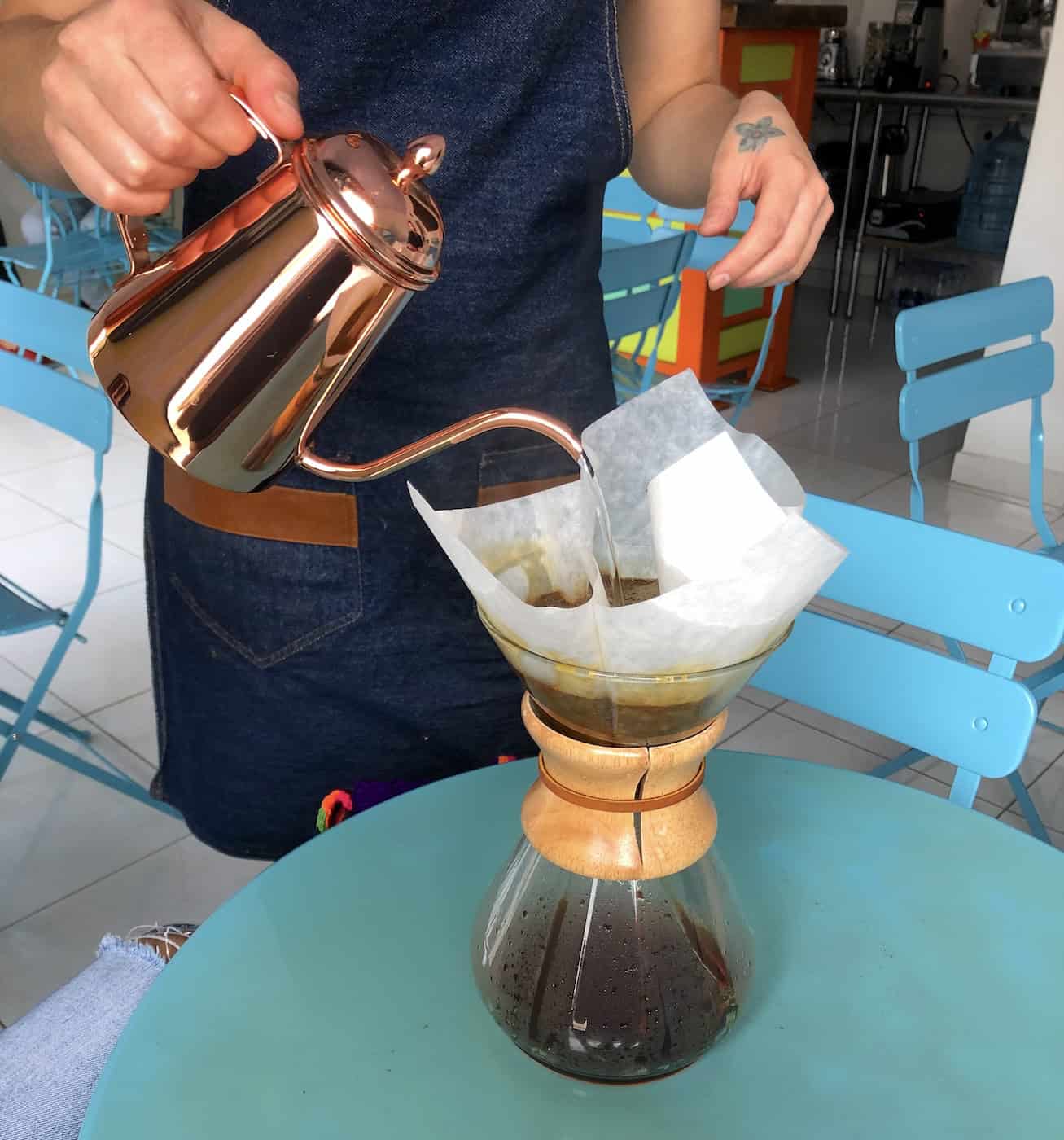 Chemex Colombian Coffee at Café El Caney in Belén de Umbría, Risaralda, Colombia