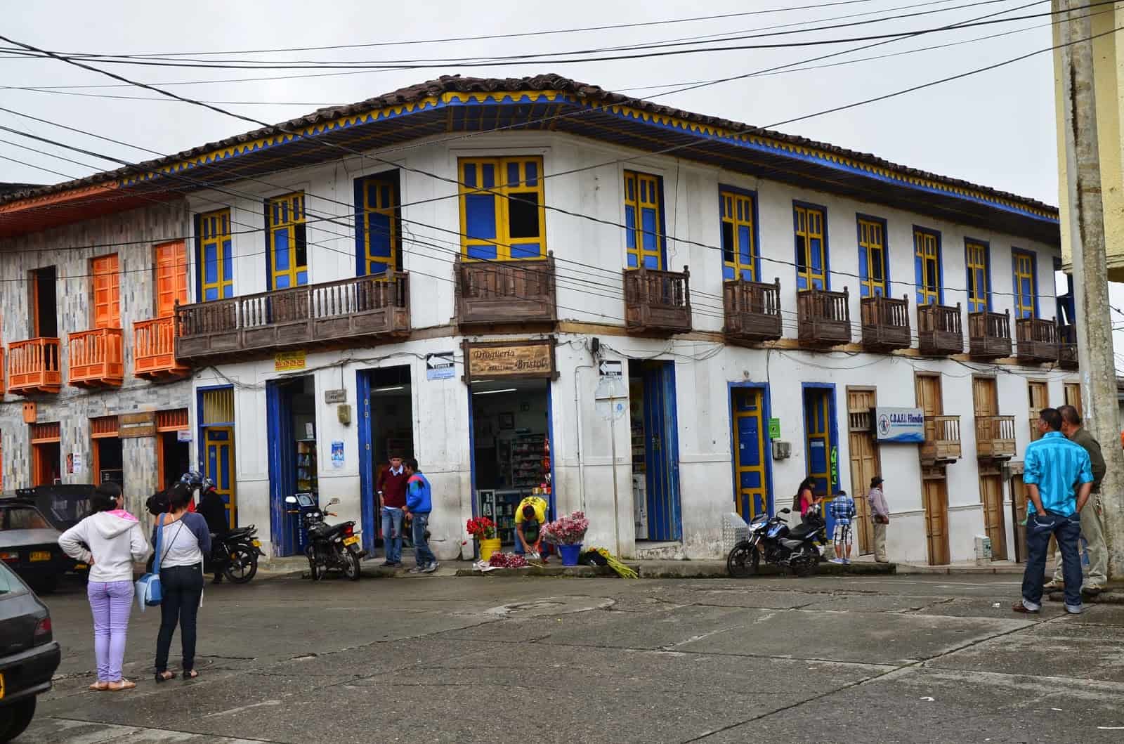 Building on the plaza in September 2014 in Filandia, Quindío, Colombia