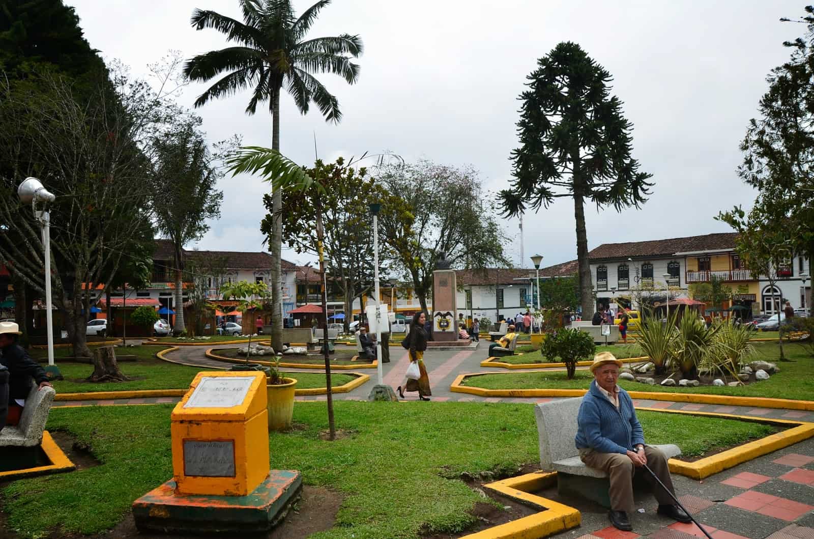 Looking at the plaza in September 2014 in Filandia, Quindío, Colombia