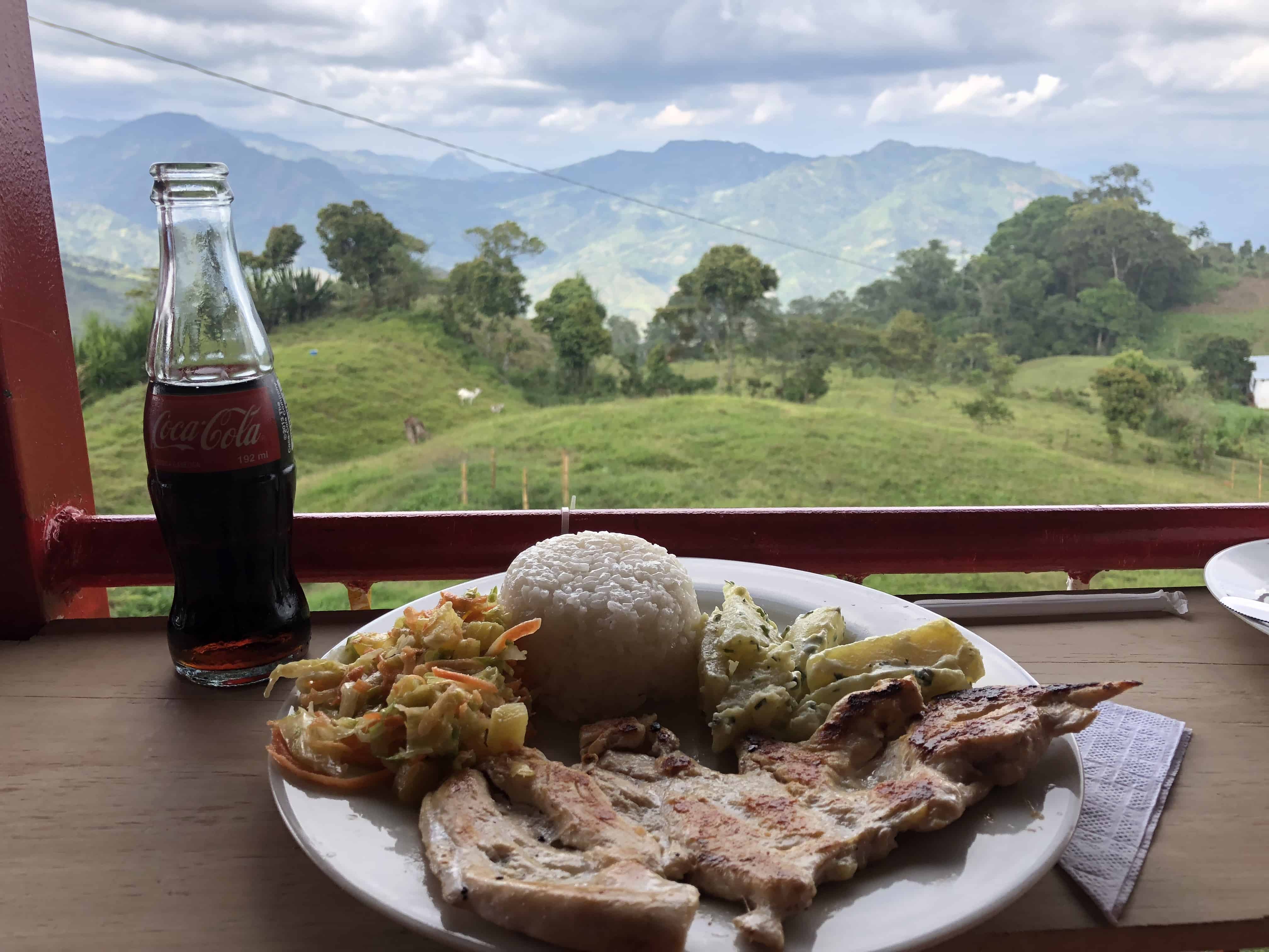 My meal with a view at El Mirador in Anserma, Caldas, Colombia
