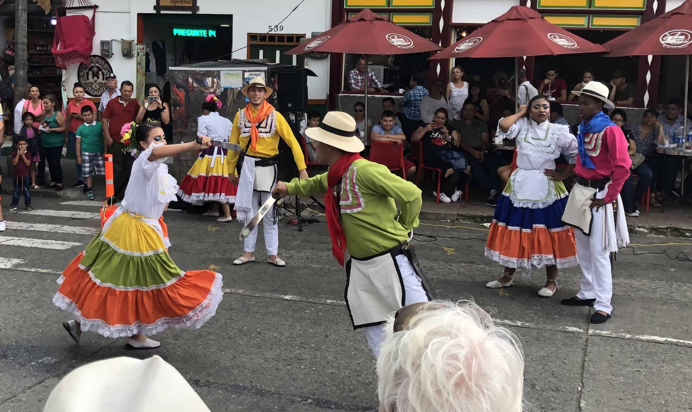 Traditional dance with machetes in Filandia, Quindío, Colombia