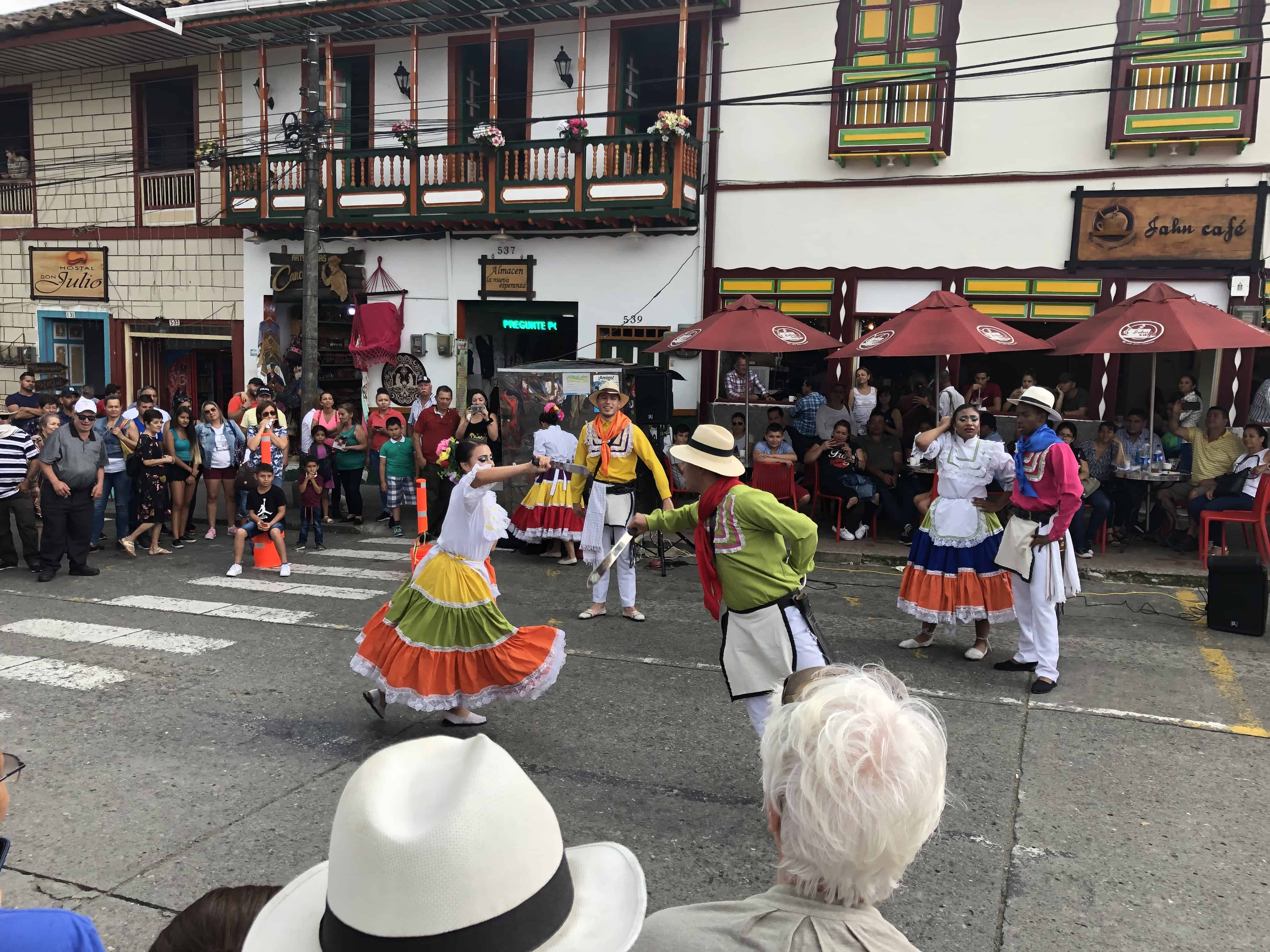 Traditional dance with machetes in Filandia, Quindío, Colombia