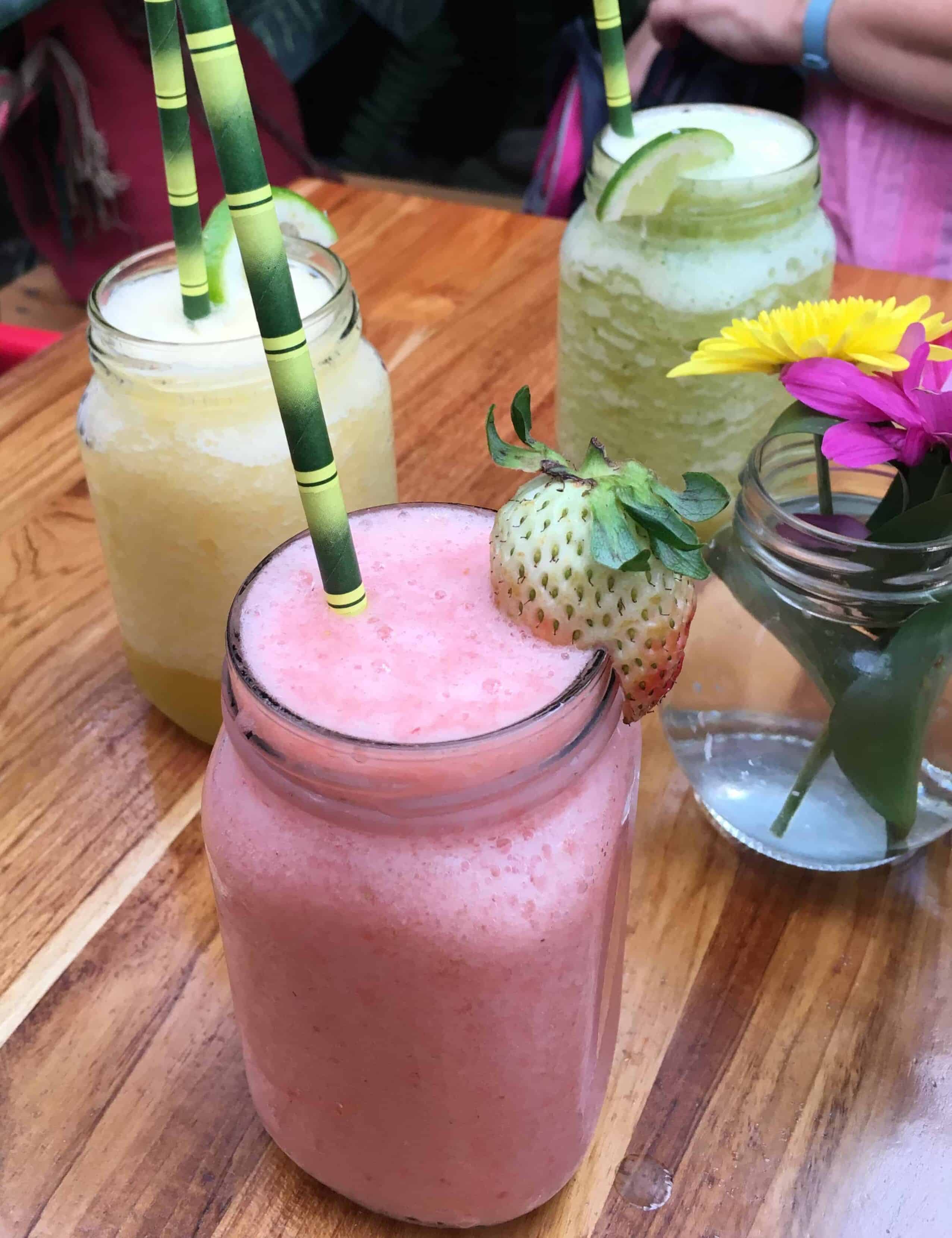 Juices at Helena Adentro in Filandia, Quindío, Colombia