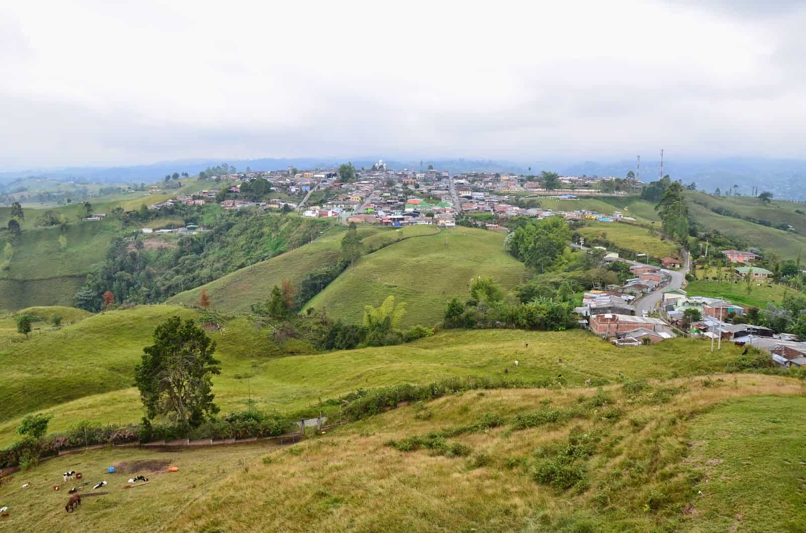 View of Filandia from Mirador Colina Iluminada in Filandia, Quindío, Colombia