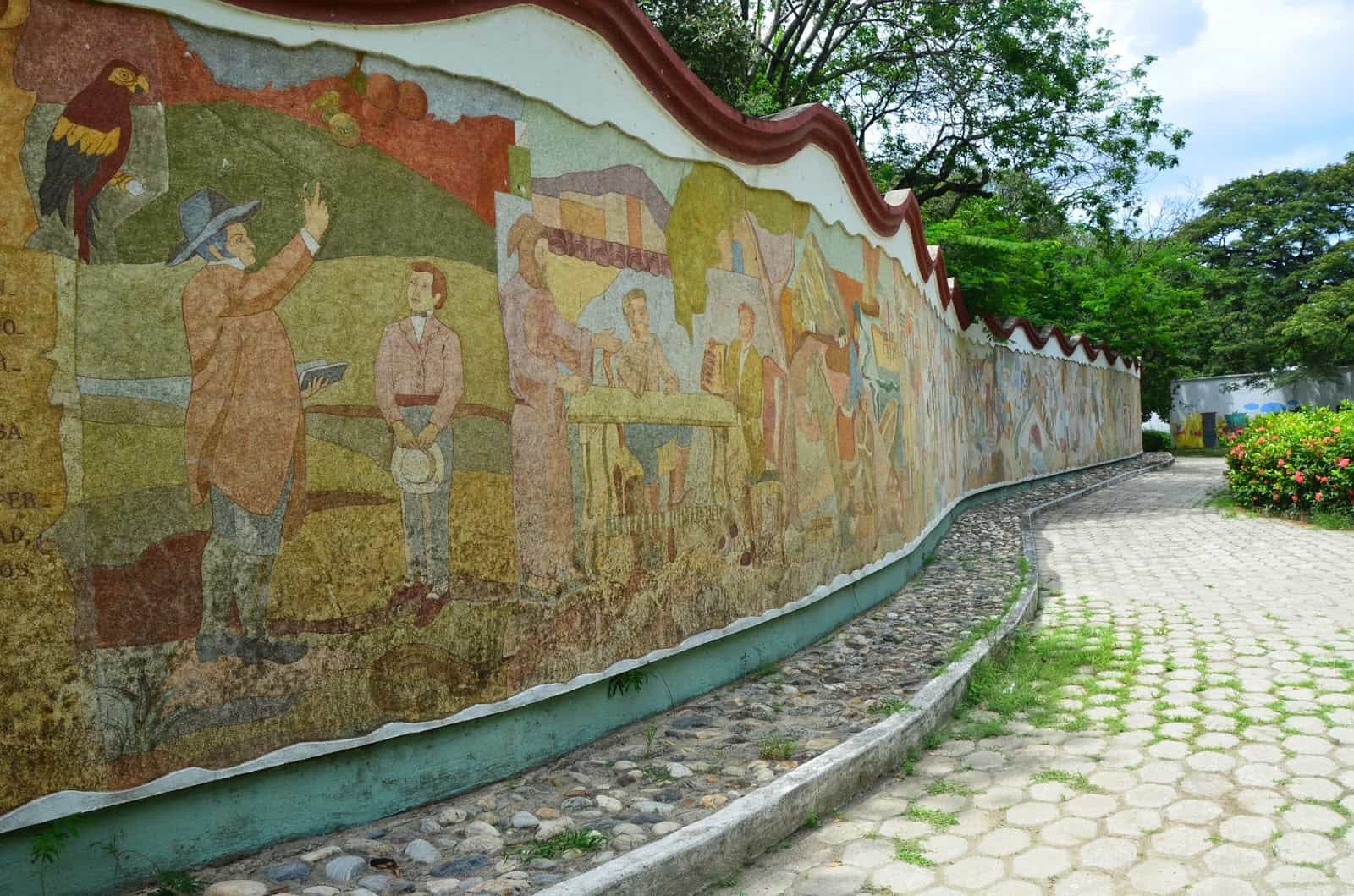 Mural by Peruvian artist Mauro Rodriguez at La Quinta de San Pedro Alejandrino in Santa Marta, Magdalena, Colombia