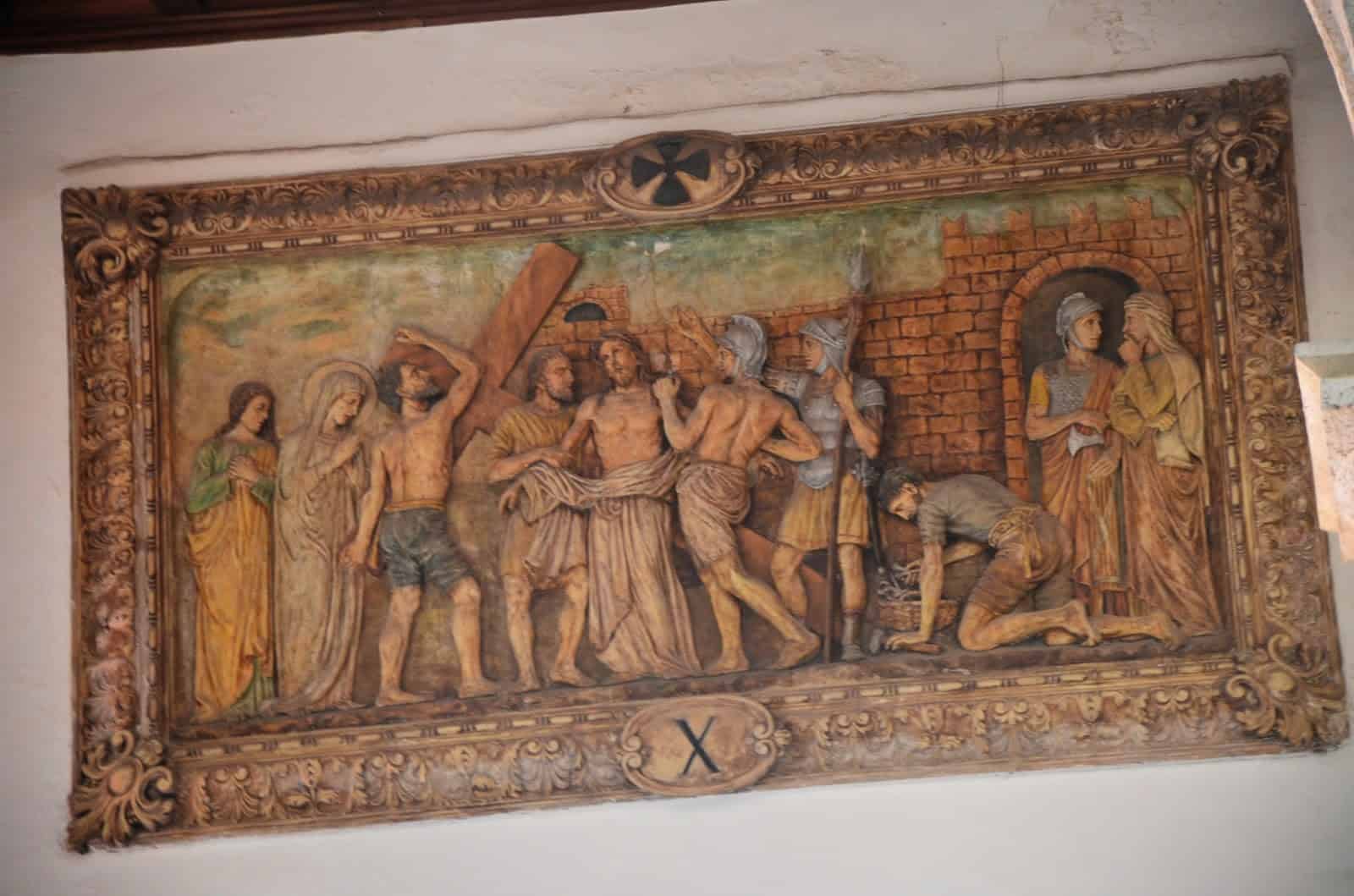 Wooden carving of the 10th Station of the Cross in the Cathedral of Cartagena