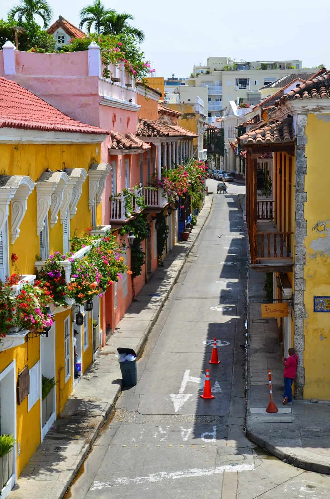 Looking down a street from the top of the walls of Cartagena, Bolívar, Colombia