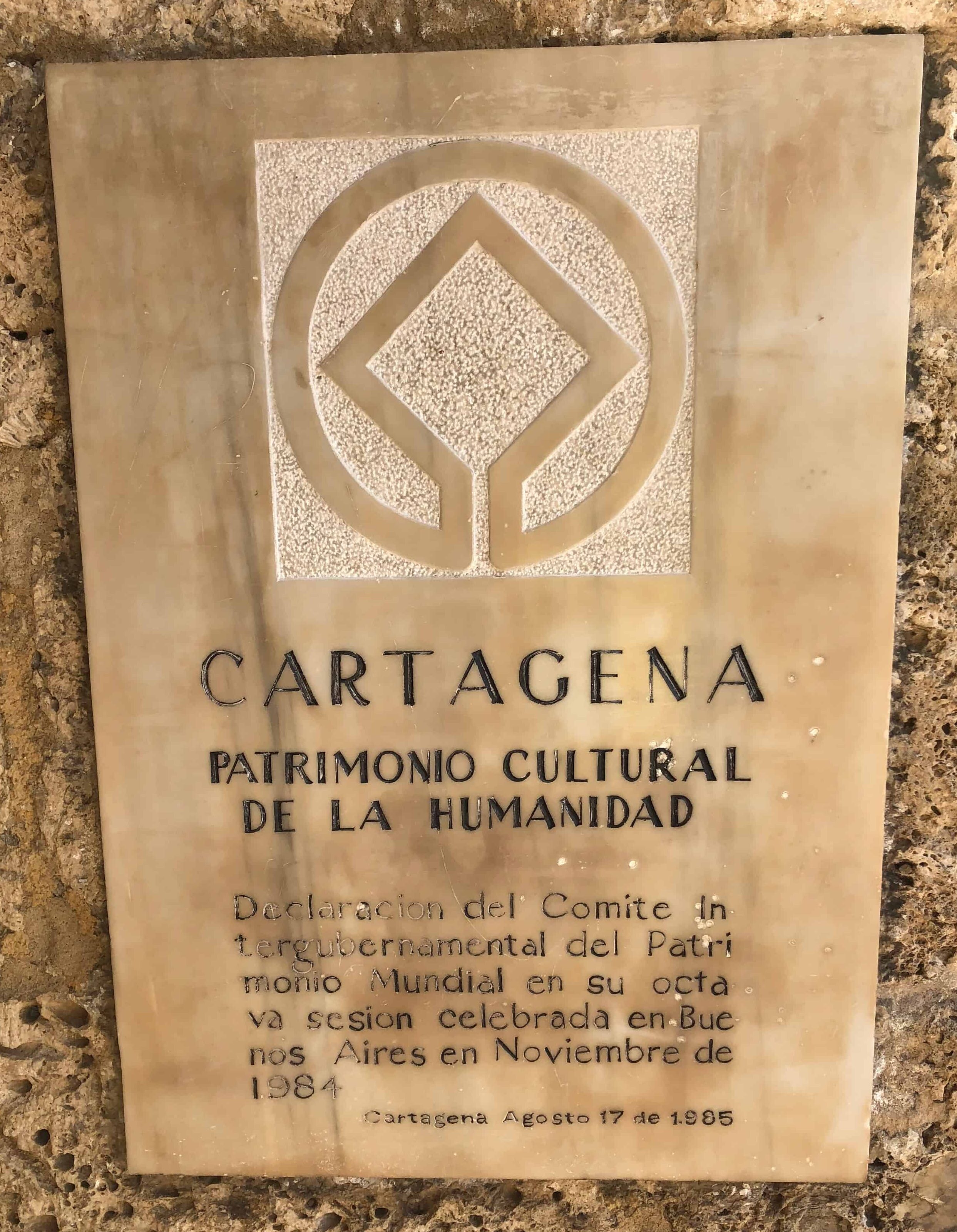UNESCO plaque in Cartagena, Colombia