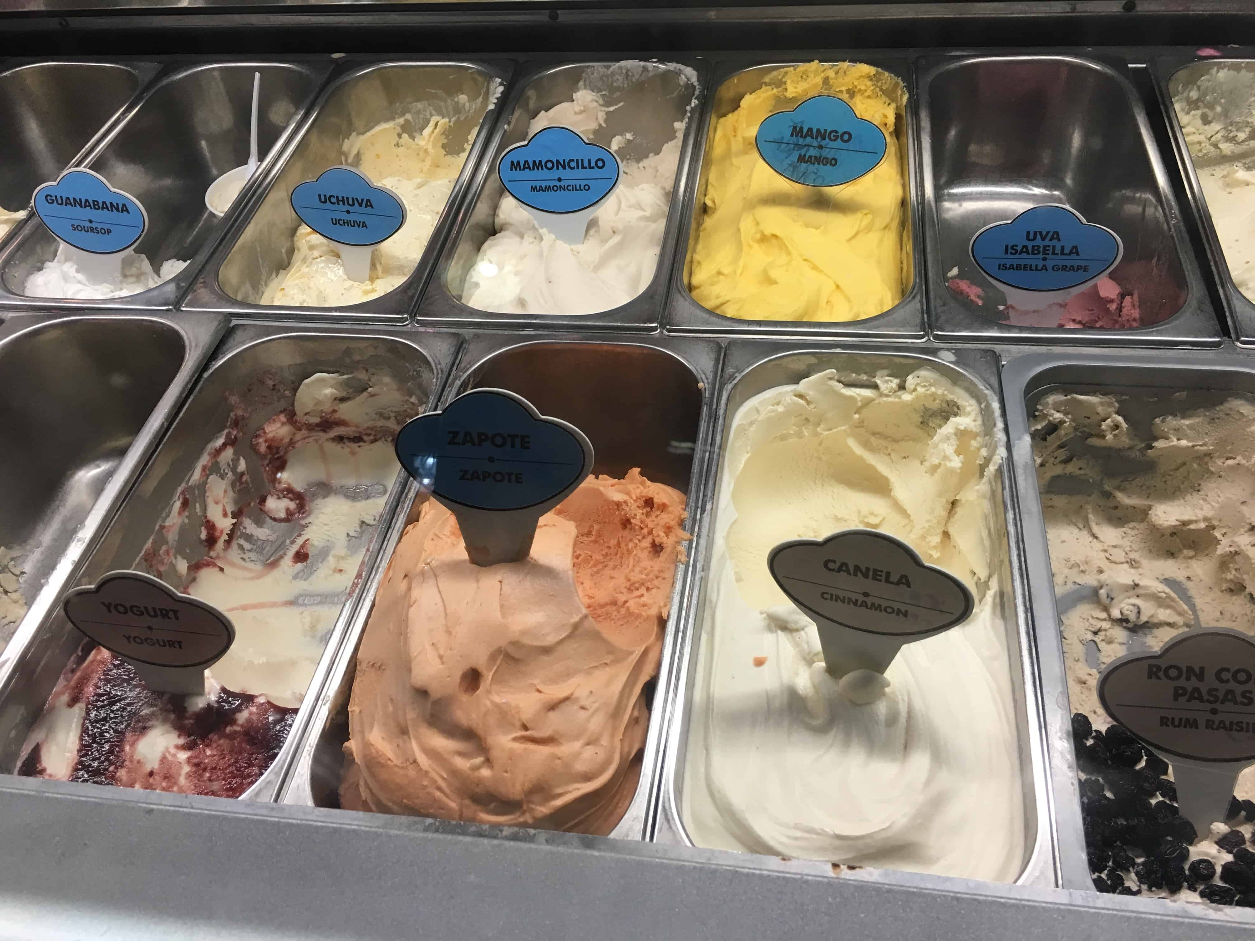 Some of the flavors at Gelatería Paradiso