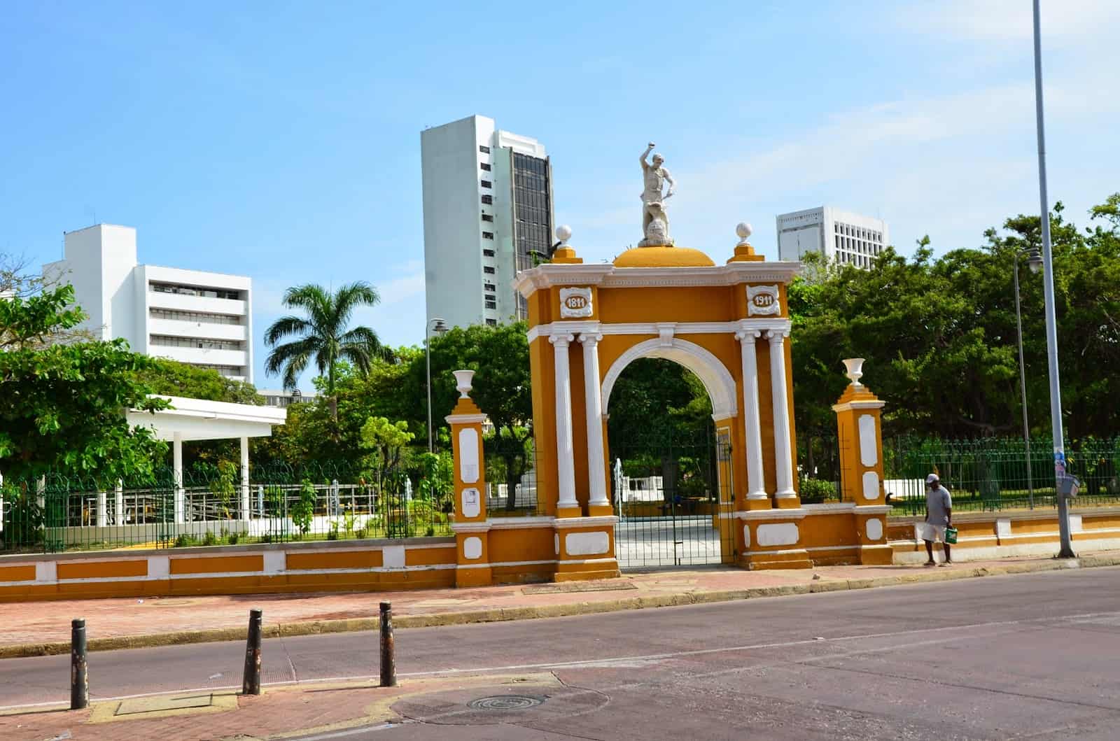 A gate to Centennial Park in Cartagena, Colombia