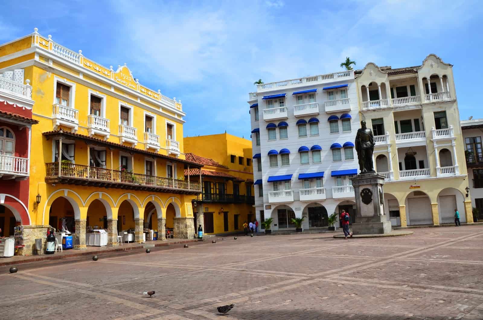 Buildings around Plaza de los Coches in El Centro, Cartagena, Colombia