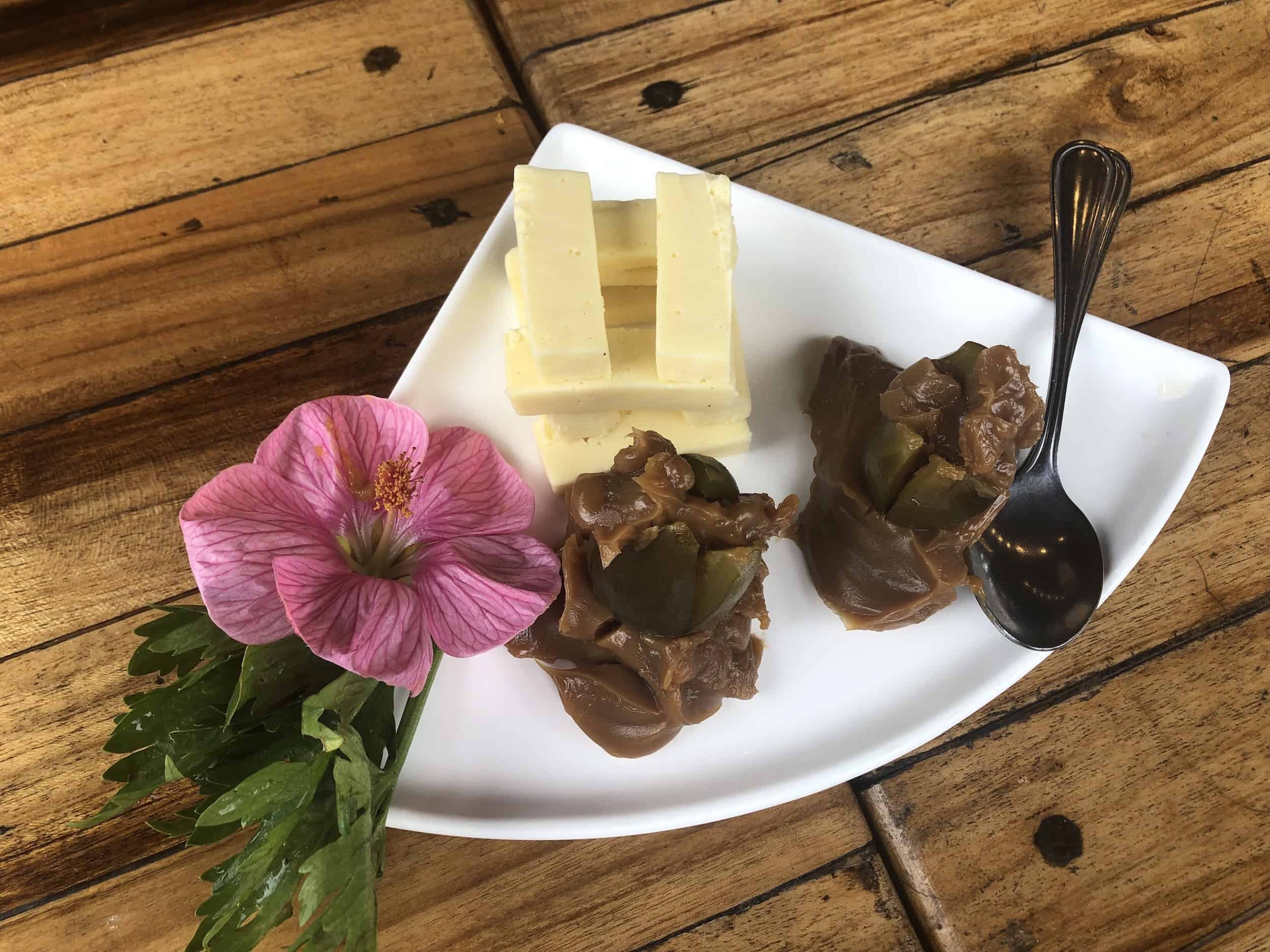 Fig, cheese, and arequipe dessert at Bosques de Cocora