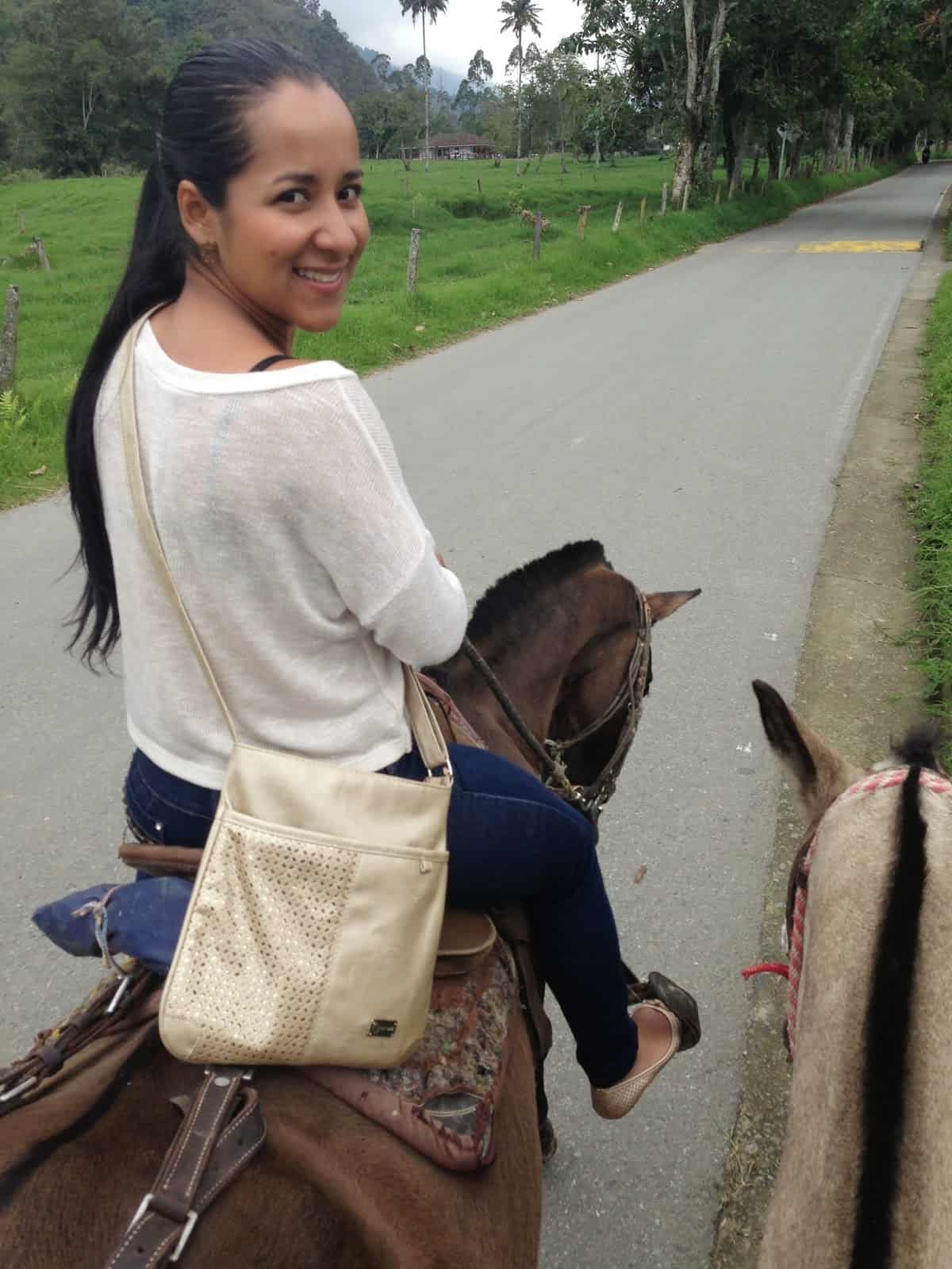 Marisol on her horse on the way to Cocora Valley, Quindío, Colombia