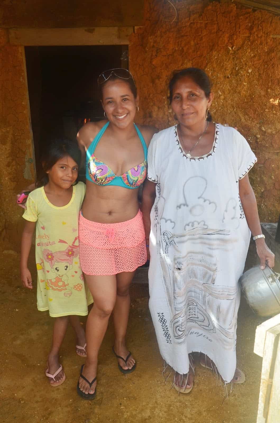 Marisol with a Wayúu family at Punta Gallinas, La Guajira, Colombia