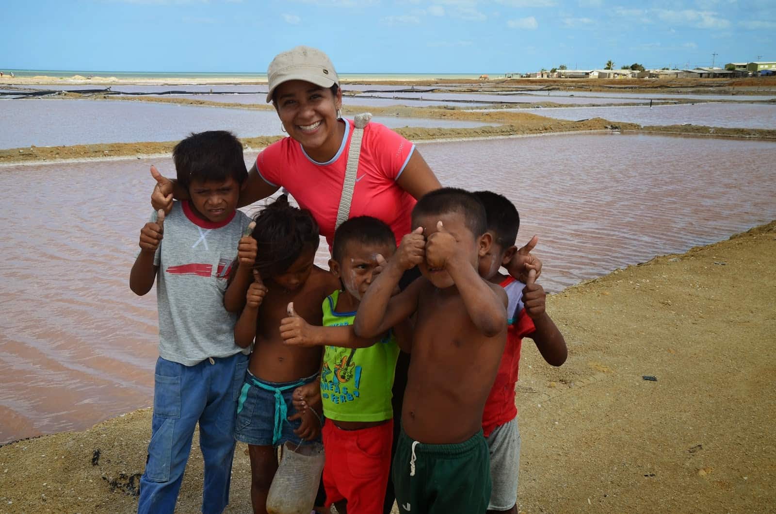 Marisol with Wayúu children in Manaure, La Guajira, Colombia