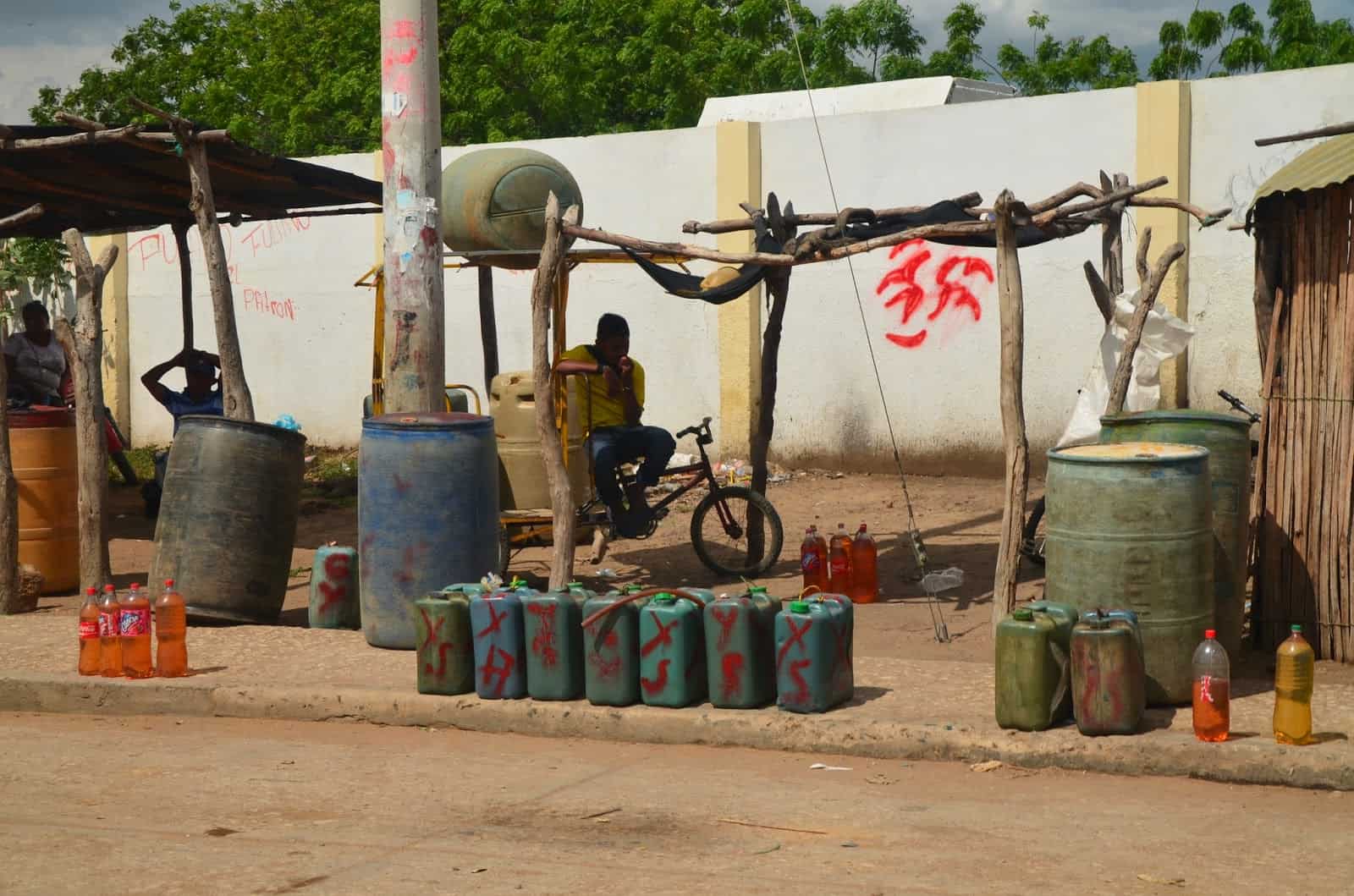 Bootlegged gas in Uribia, La Guajira, Colombia