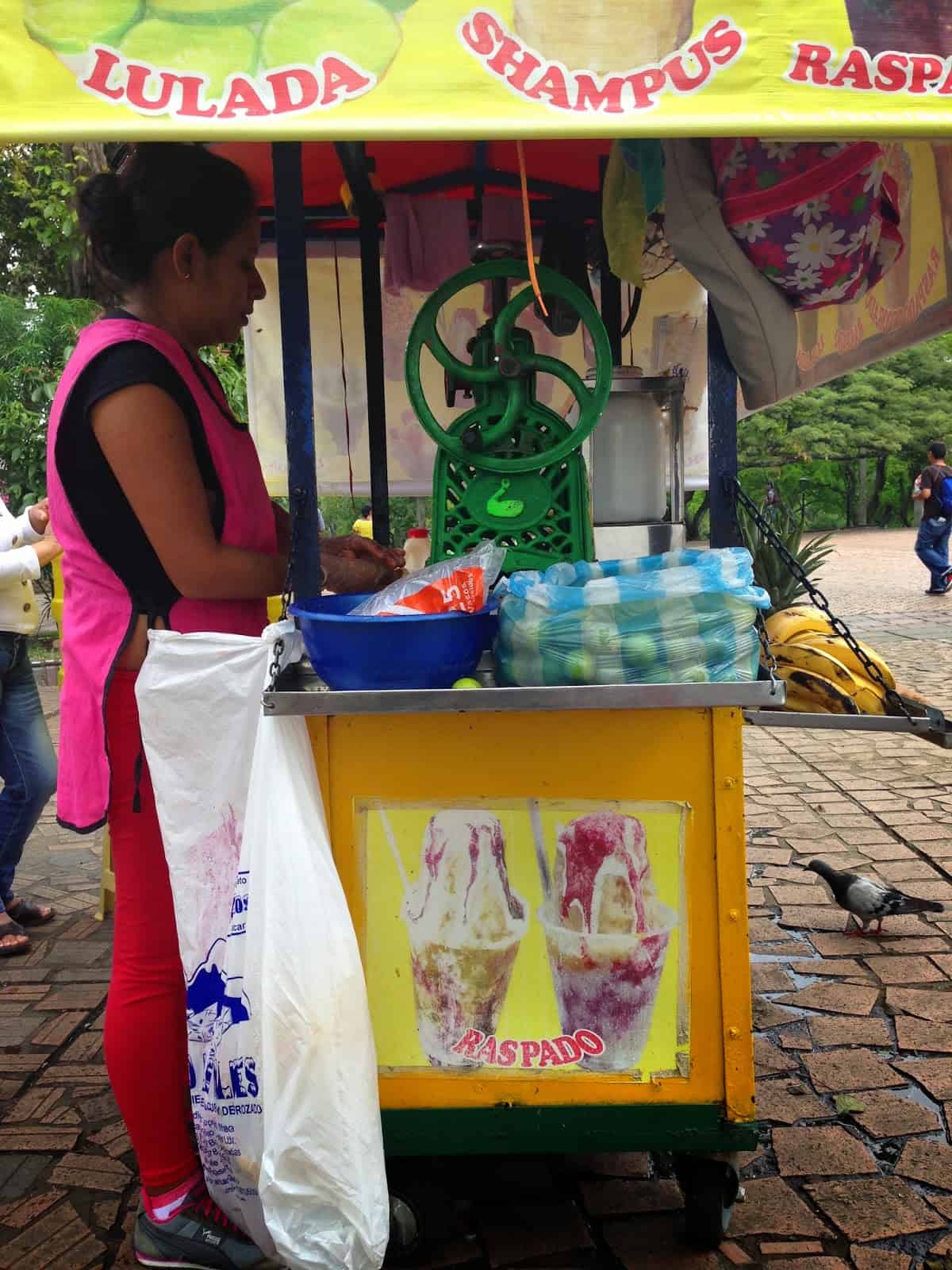 Juice stand in Parque Jorge Isaacs, Cali, Colombia