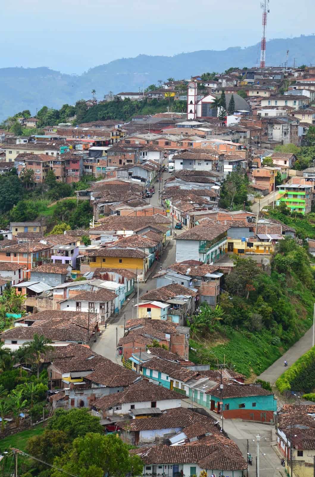 View of Belalcázar from Cristo Rey de Belalcázar in Colombia