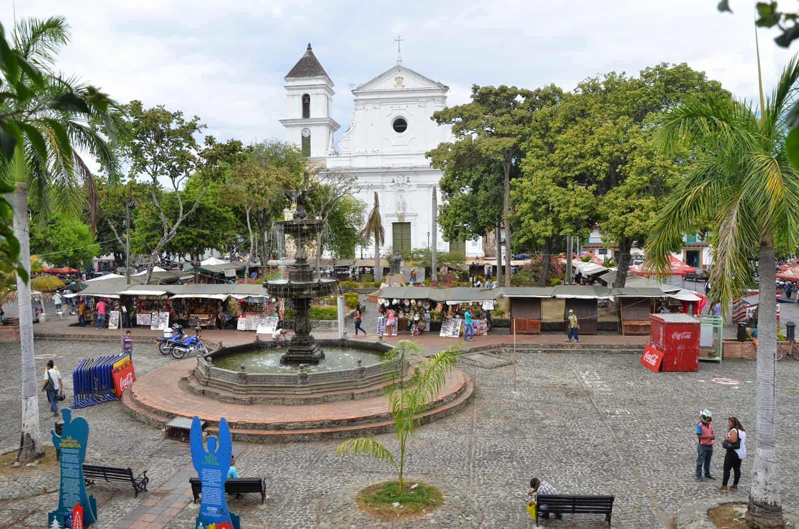 Plaza Mayor Simón Bolívar in 2017 in Santa Fe de Antioquia, Colombia