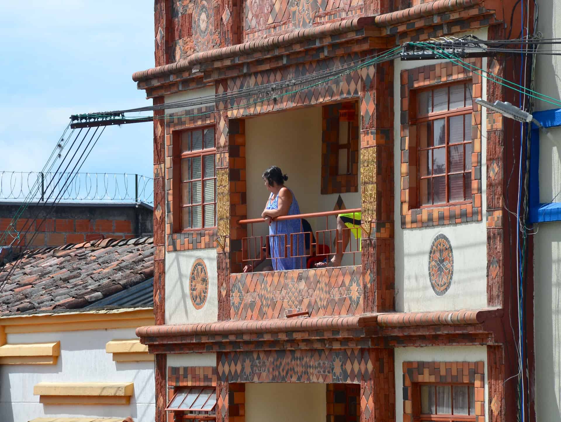 Building decorated with tiles