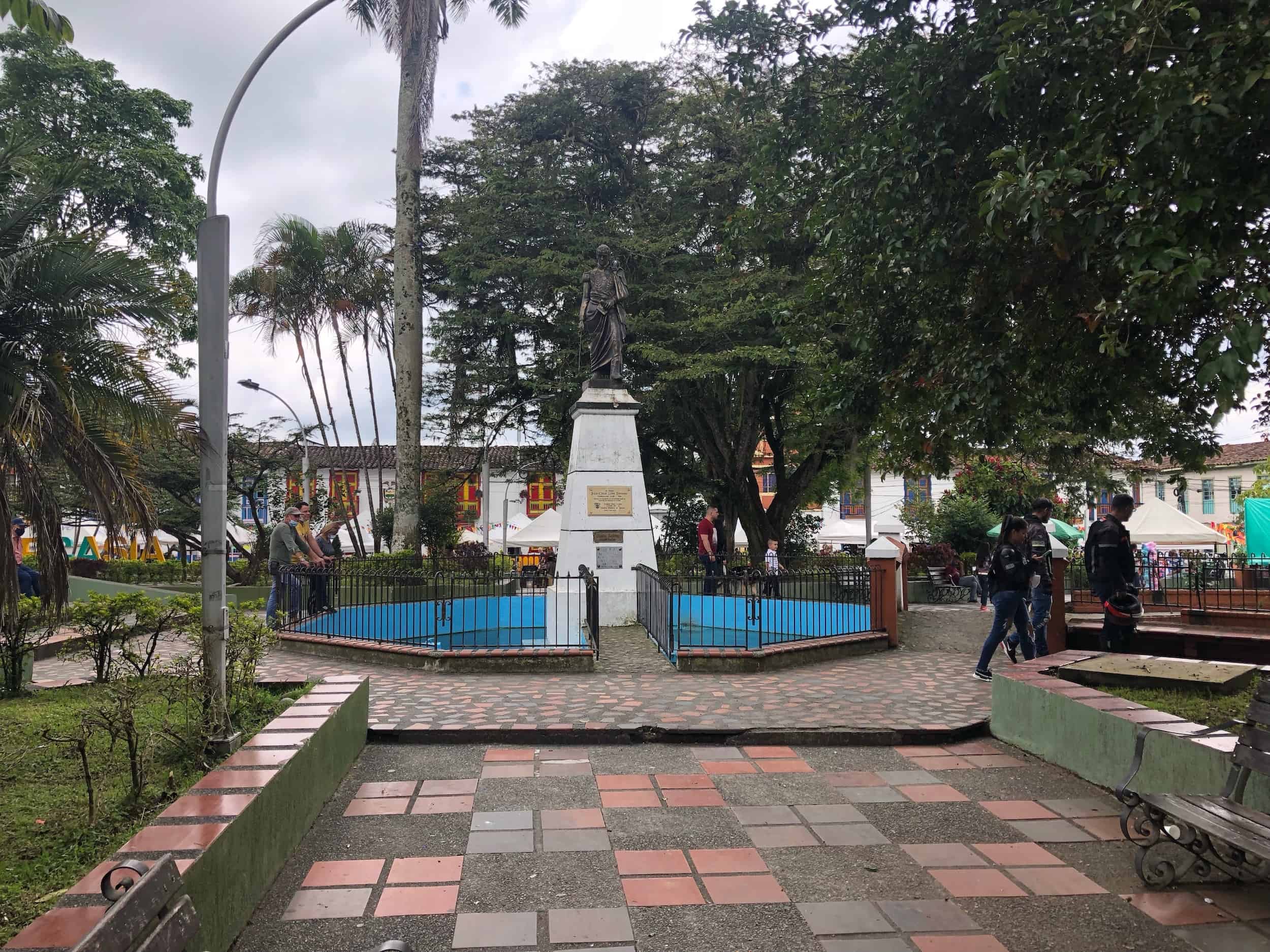 Statue of Simón Bolívar in Circasia, Quindío, Colombia