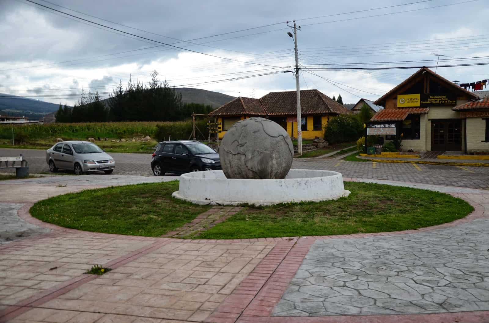 Stone globe near Cayambe, Ecuador