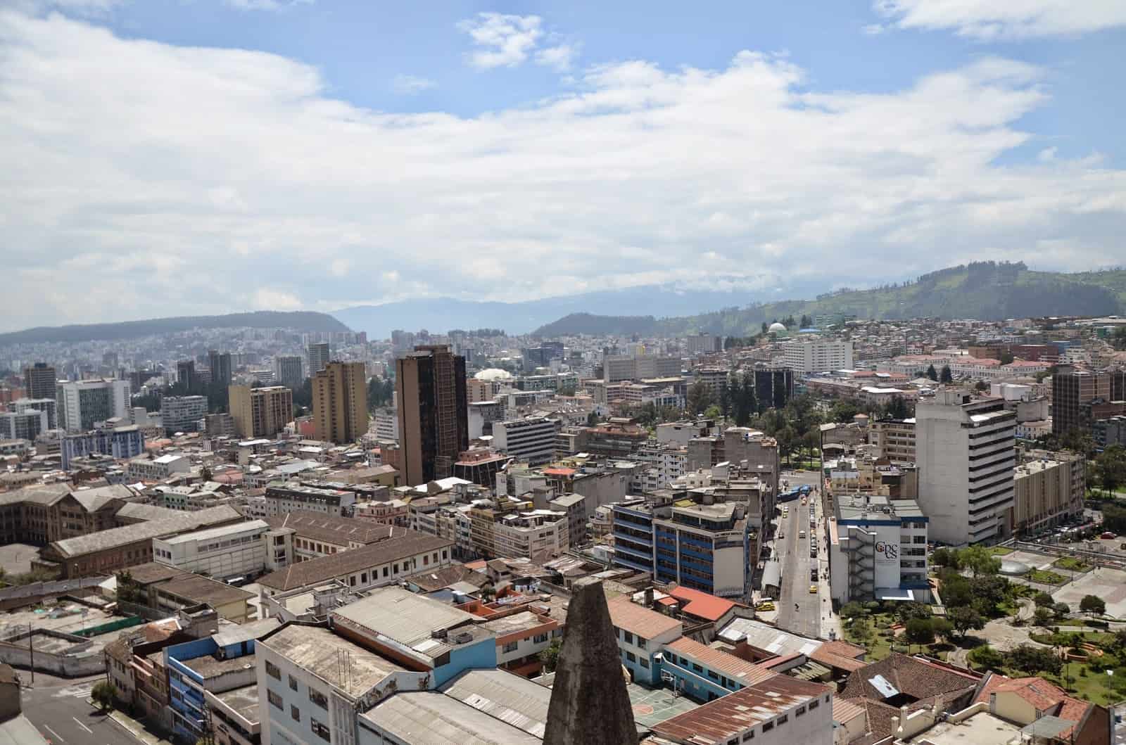 View from the tower of the Basílica del Voto Nacional in Quito, Ecuador