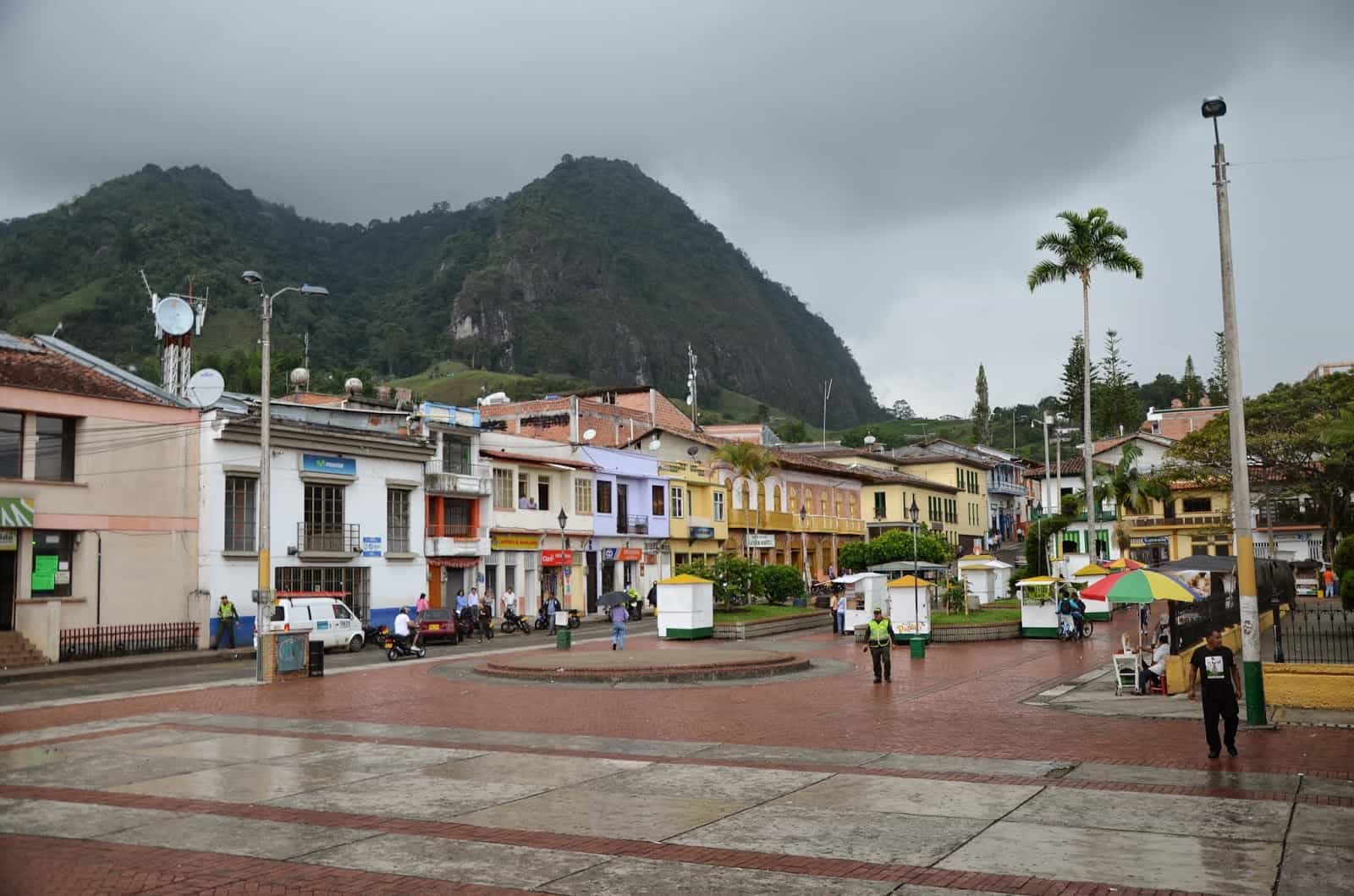 Cerro Ingrumá and Plaza de La Candelaria in Riosucio, Caldas, Columbia