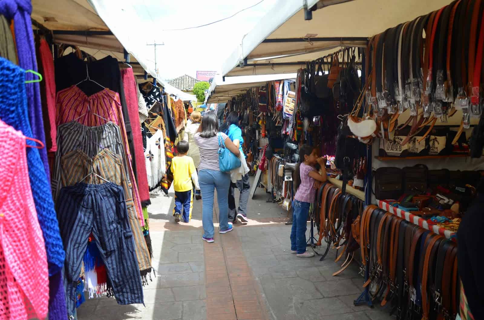 Craft market on Plaza de San Francisco in Cotacachi, Ecuador