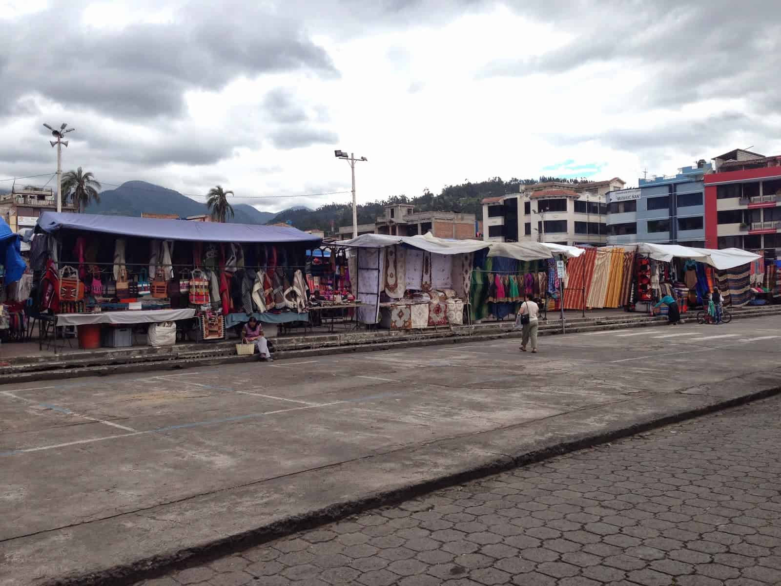 Morning at Plaza de los Ponchos in Otavalo, Ecuador