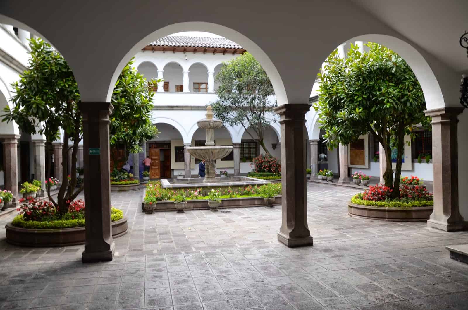 Courtyard at Palacio de Carondelet on Plaza Grande in Quito, Ecuador