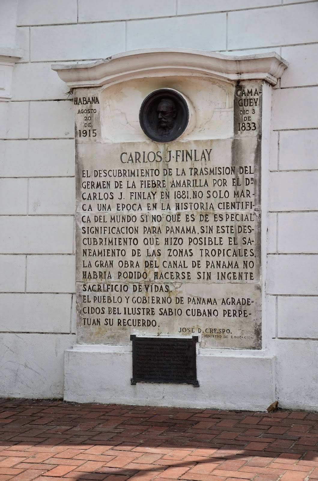 Monument to Carlos Finlay at Plaza de Francia in Casco Viejo, Panama City