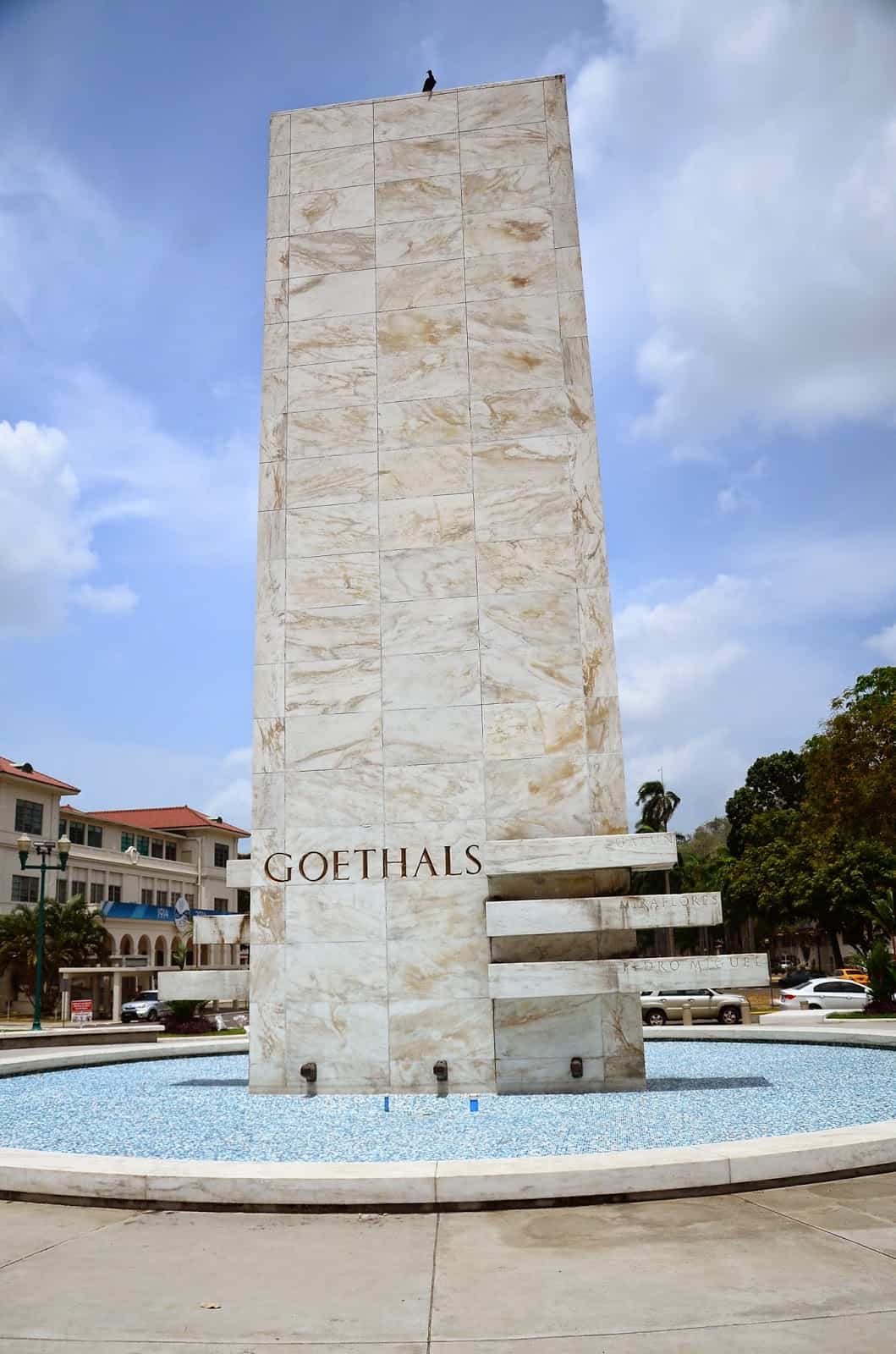 Goethals Monument at Panama Canal Administration Building in Balboa, Panama City
