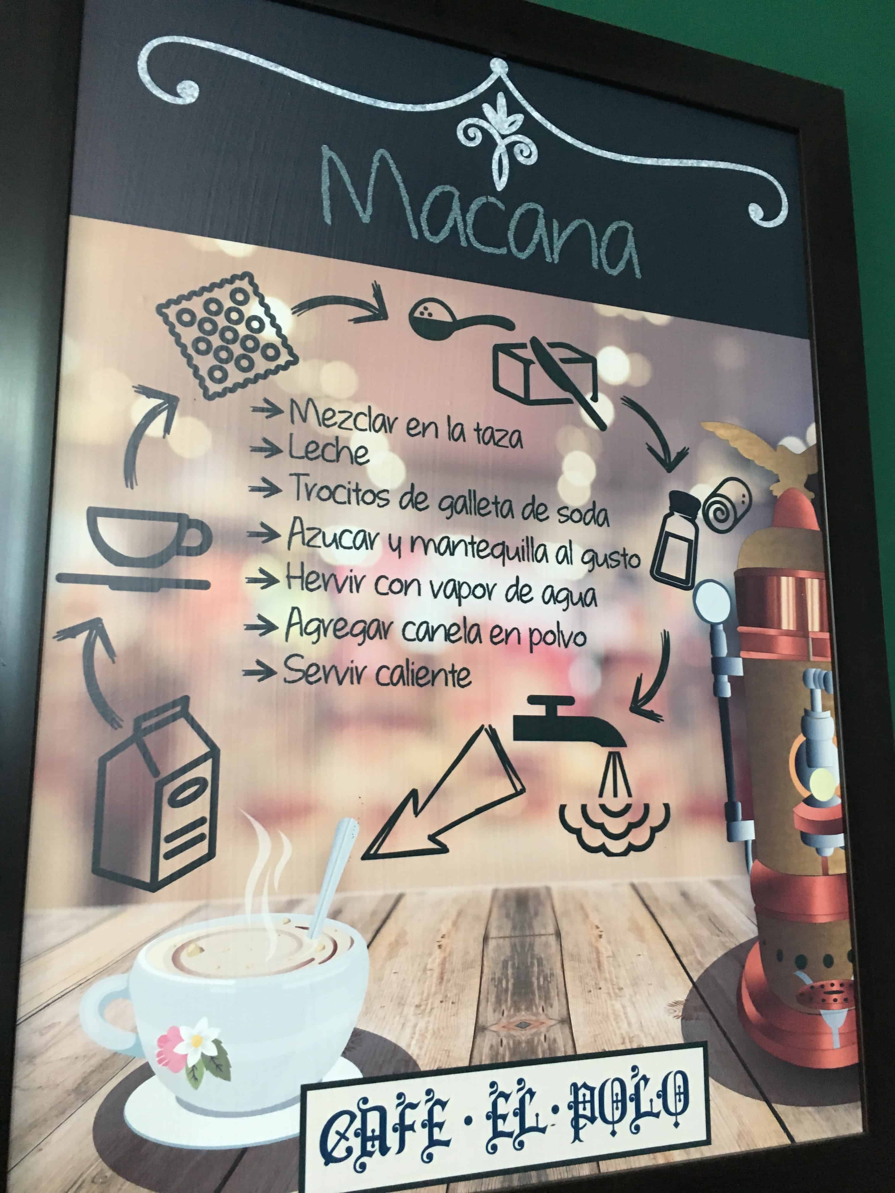 Recipe for la macana at El Polo in Salamina, Caldas, Colombia