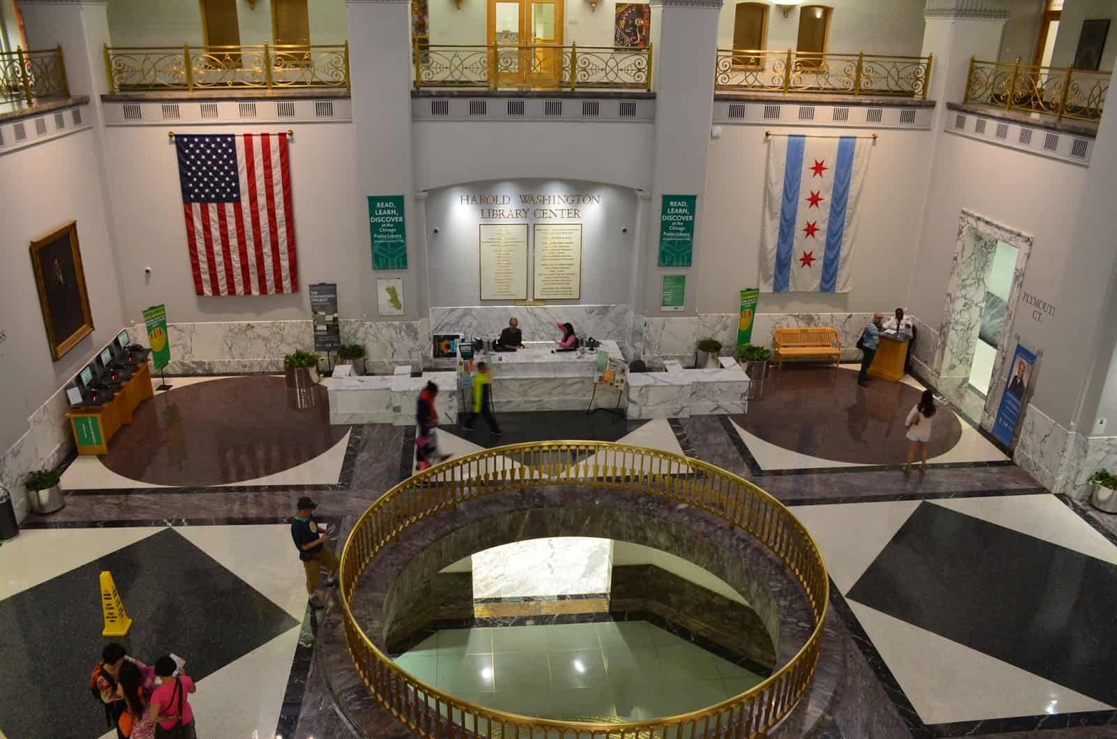 Lobby of the Harold Washington Library in Chicago