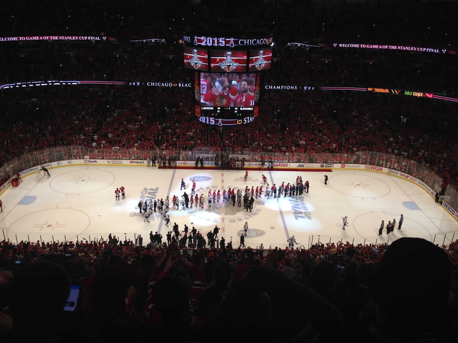Handshakes at Game 6 of the 2015 Stanley Cup Finals at the United Center in Chicago