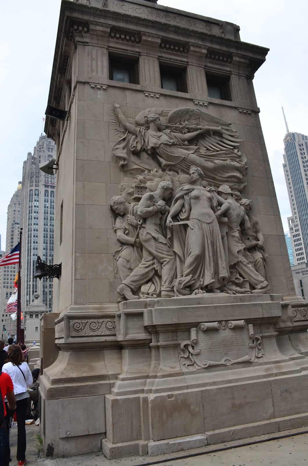 Relief sculpture on the Michigan Avenue Bridge in Chicago