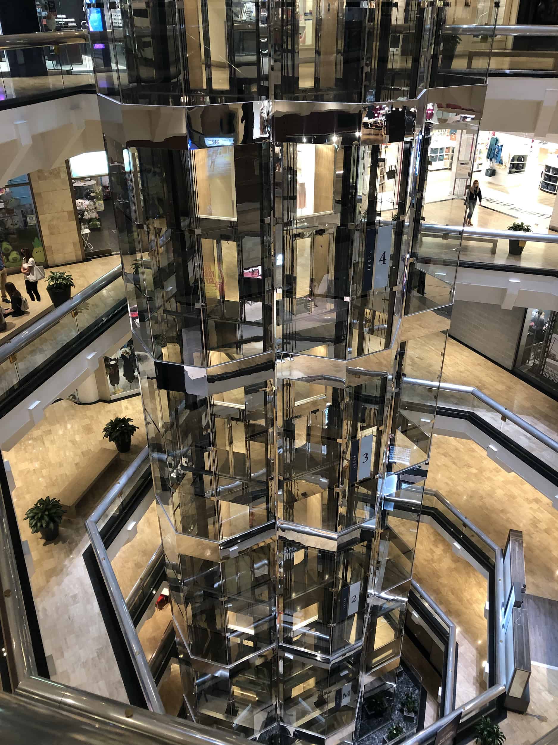 Elevator at Water Tower Place along the Magnificent Mile in Chicago, Illinois