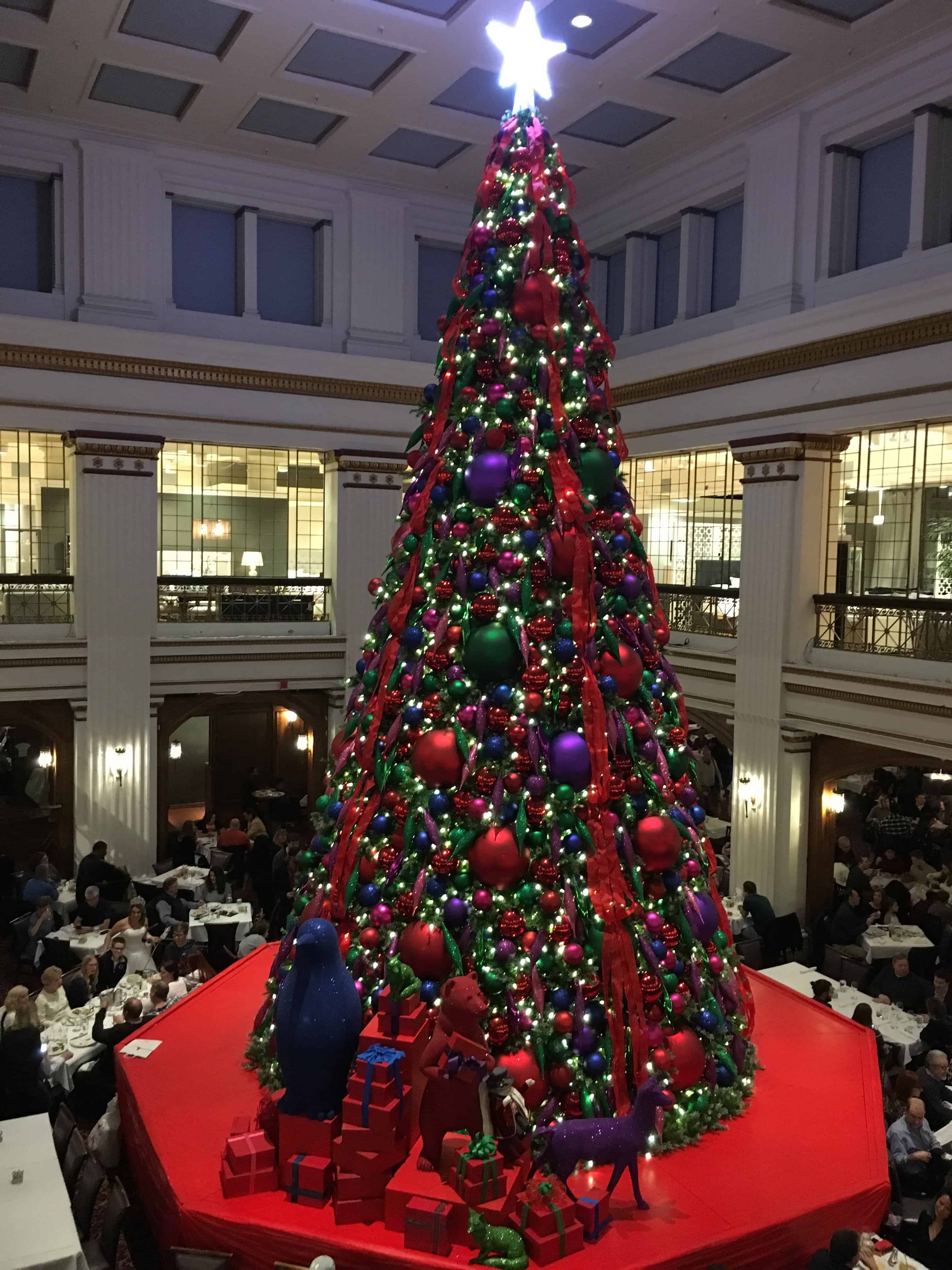 Christmas tree in the Walnut Room at Macy's in Chicago, Illinois