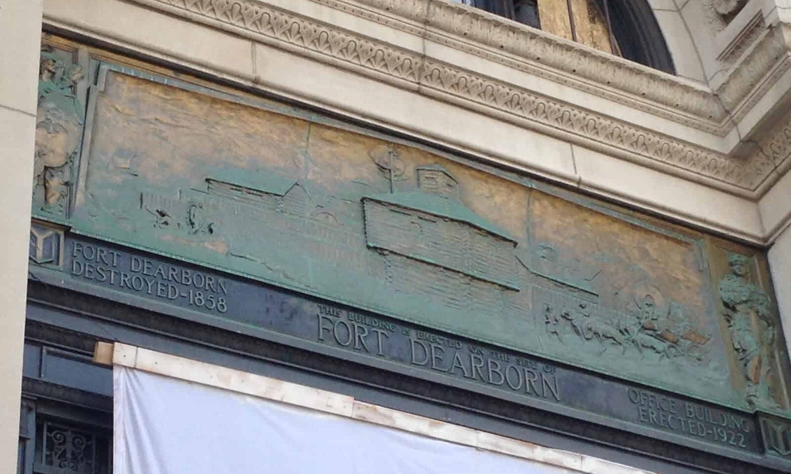 Fort Dearborn plaque on the London Guarantee Building in Chicago