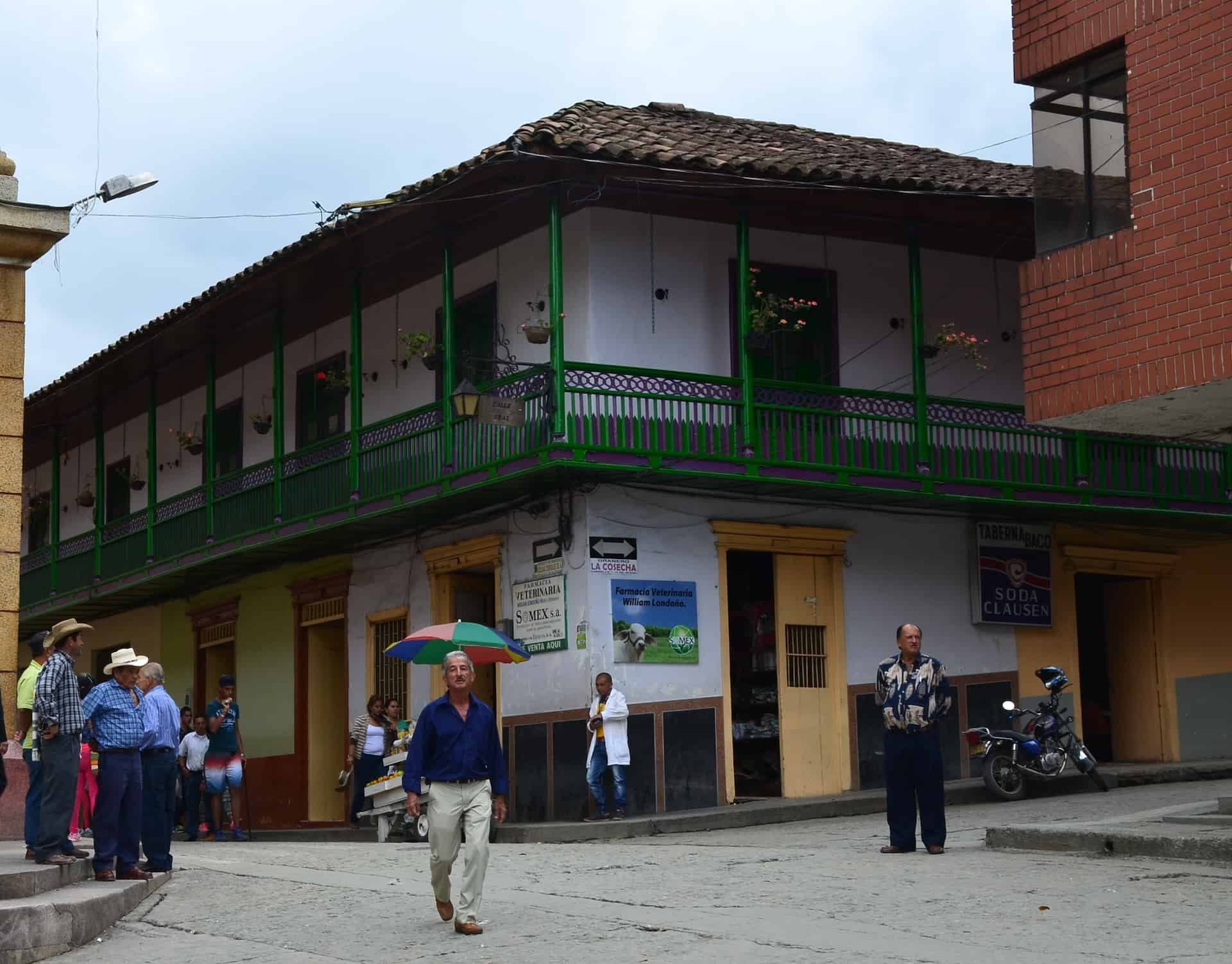 Historic building off Plaza de Bolívar in Pácora, Caldas, Colombia