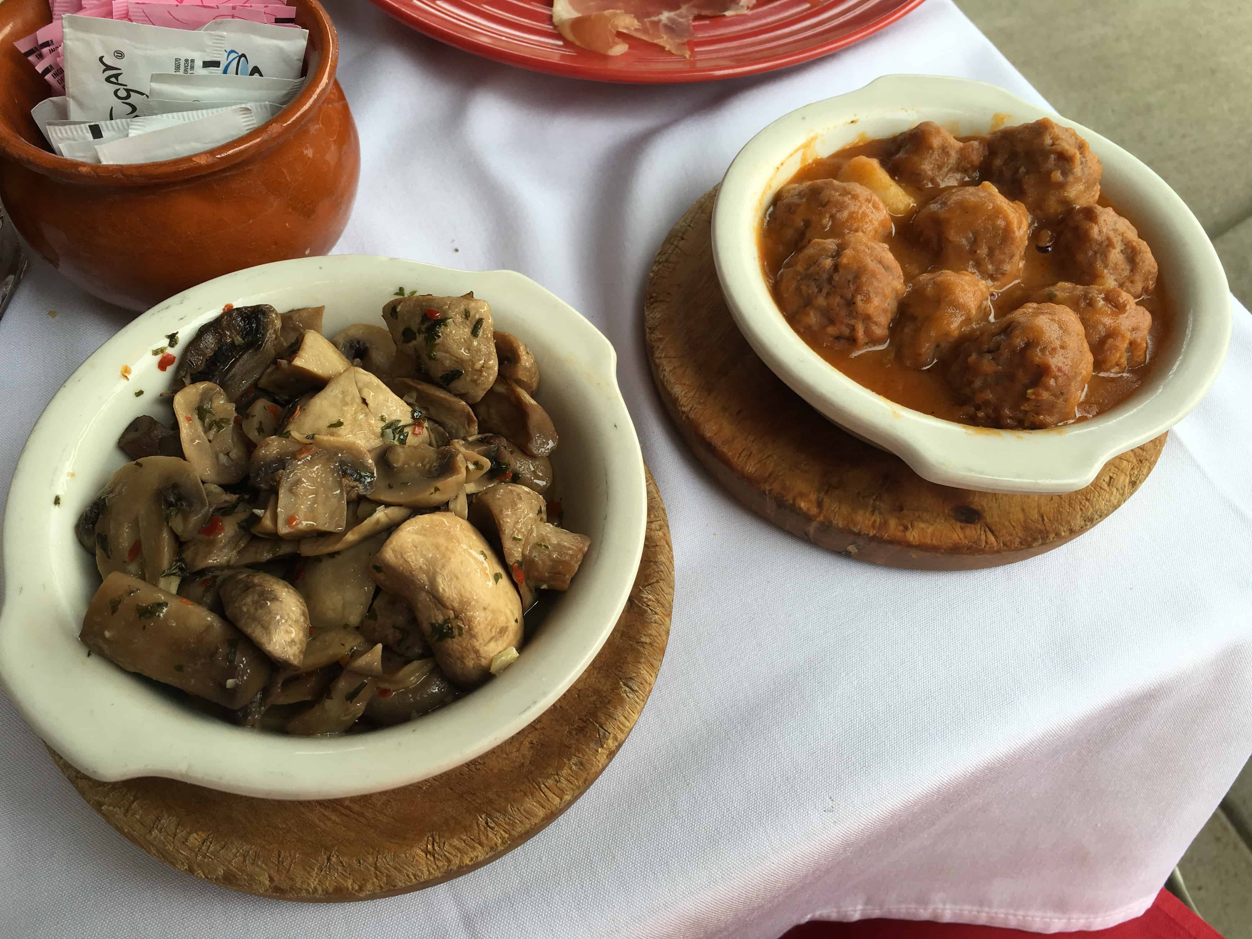 Mushrooms and meatballs at Don Quijote in Valparaiso, Indiana