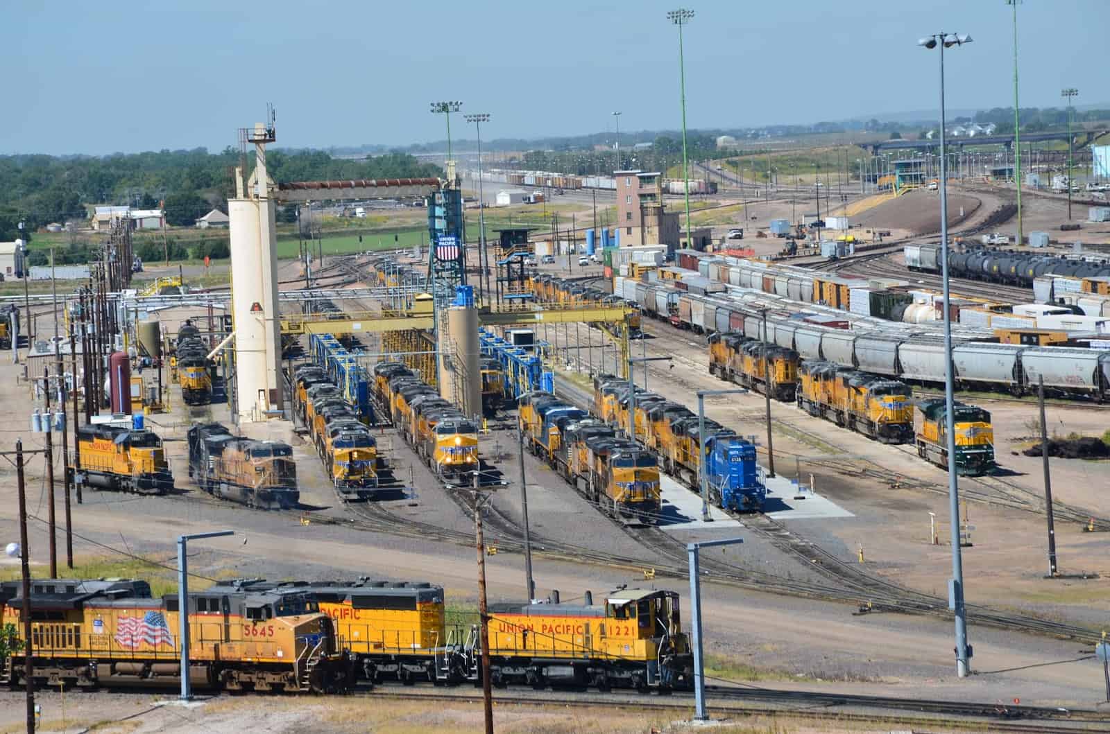 Golden Spike Tower Union Pacific rail yard in North Platte Nebraska