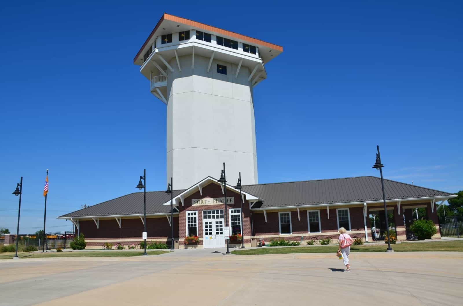 Golden Spike Tower Union Pacific rail yard in North Platte Nebraska
