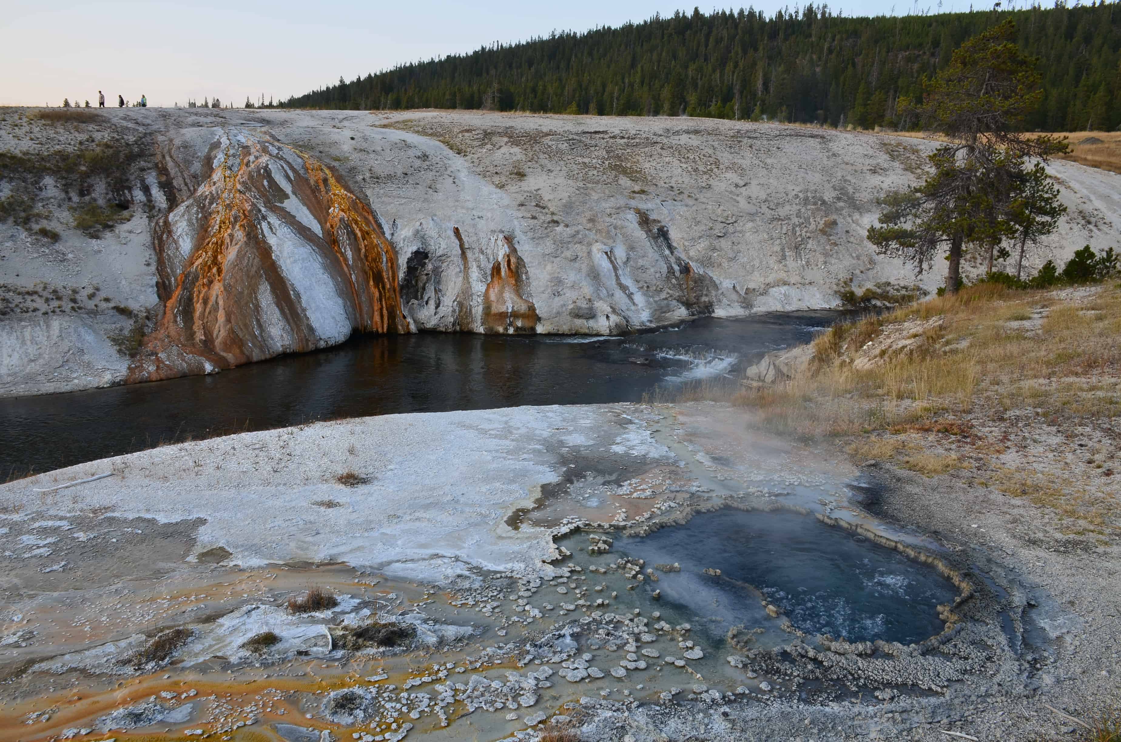 East Chinaman Spring and Cascade Geyser at the Upper Geyser Basin in Yellowstone National Park, Wyoming