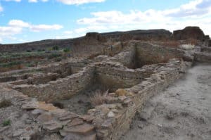 Ruined rooms at Pueblo del Arroyo at Chaco Culture National Historical Park in New Mexico
