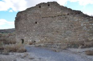 Outer wall at Pueblo del Arroyo at Chaco Culture National Historical Park in New Mexico