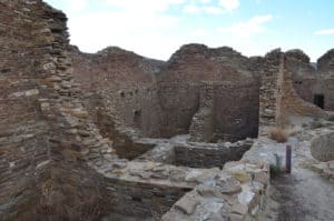 Ruined rooms at Pueblo del Arroyo at Chaco Culture National Historical Park in New Mexico